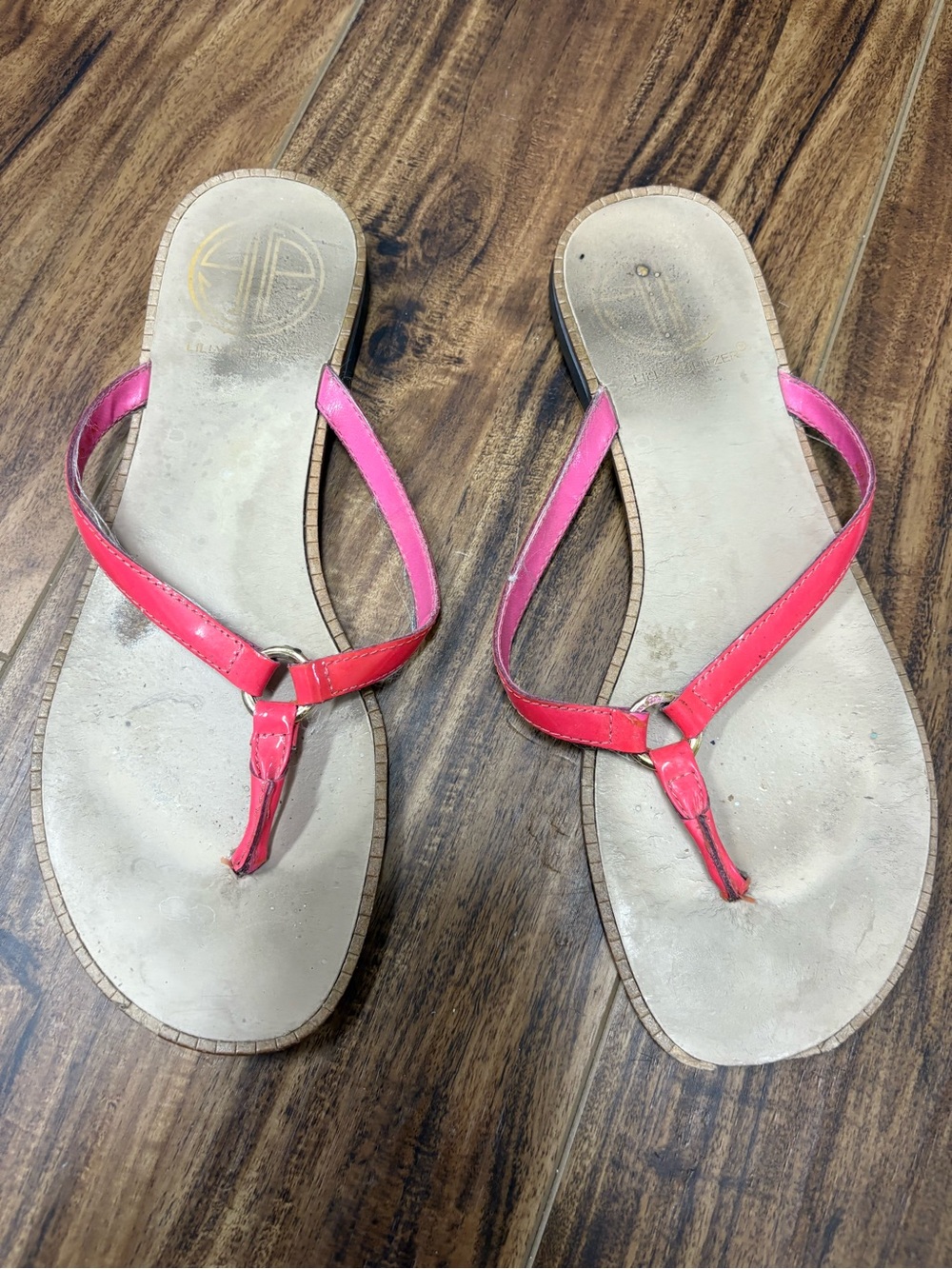 Lilly Pulitzer McKim skinny sandals bright pink patent leather, size 6.5